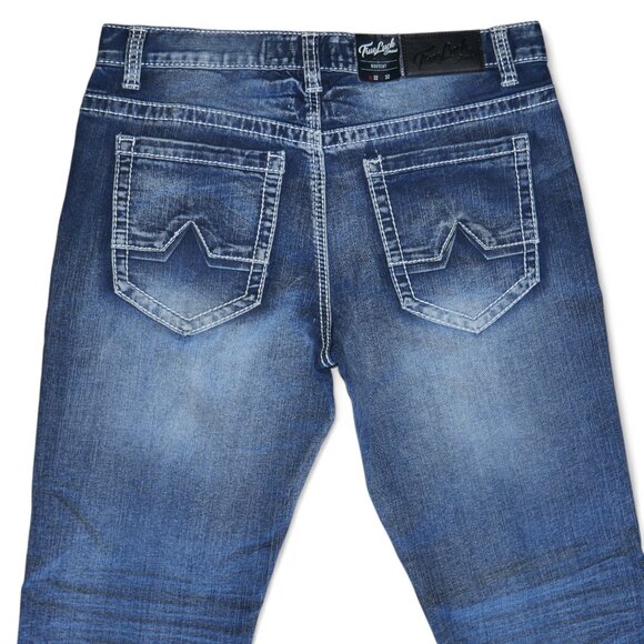 True Luck Bootcut Jeans Men's Size 32x32 Dark Wash Denim Thick Stitch BKE NWT - Picture 5 of 7